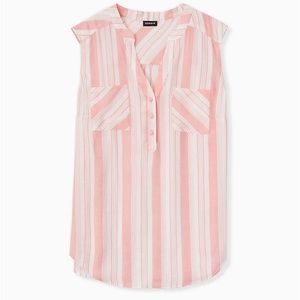 Torrid Harper Coral Stripe Guaze Pullover Tank - Size 2x